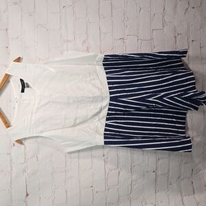 Ashley Stewart Romper White & Blue Striped Shorts Sleeveless Jumpsuit Size 18